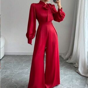 Rebellious Rose Scarlet Wide-Leg Jumpsuit